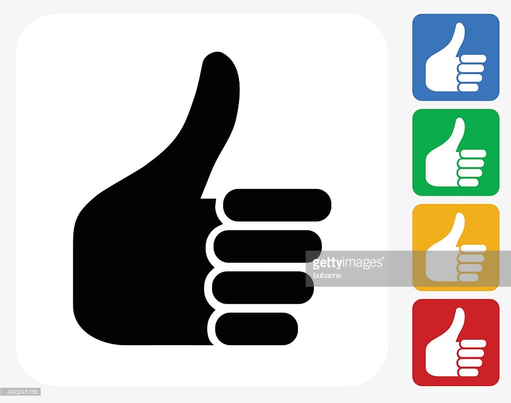 Thumbs up icons set Flat style social network vector icon for app 