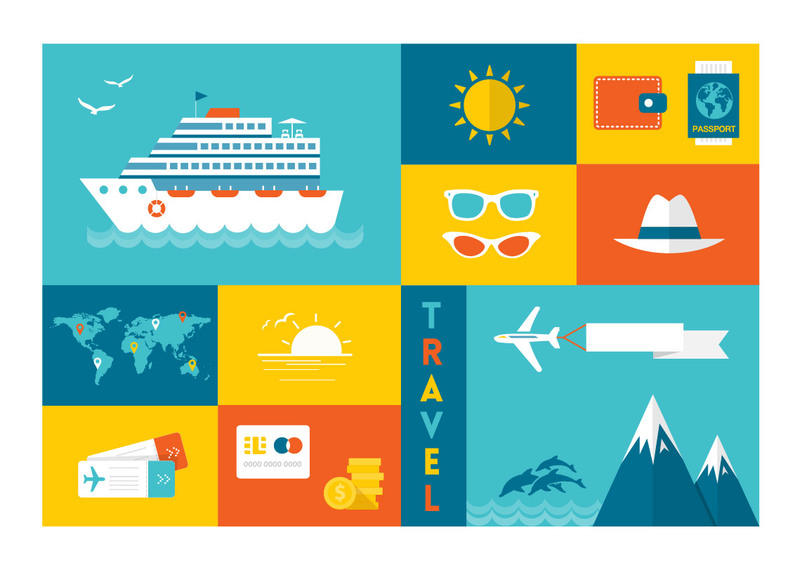 Minimal Travel  Tourism Icon Set - Vector download