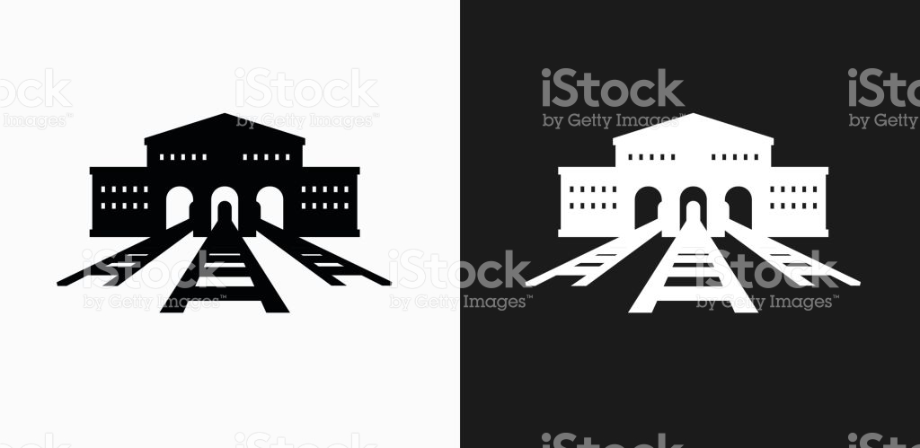 Train Tracks Icon On Black And White Vector Backgrounds Vector Art 