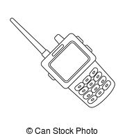 Handheld Transceiver Icon In Monochrome Style Isolated On White 