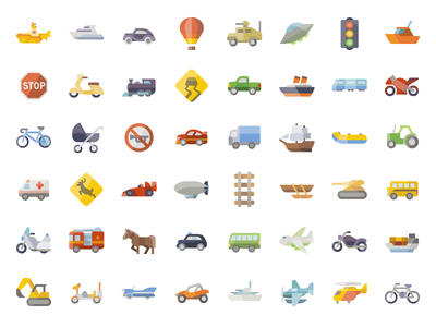 Transportation icons set stock vector. Illustration of aircraft 