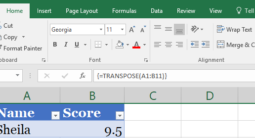 Transpose Data In Excel As An Added Benefit If You Hover Over This 