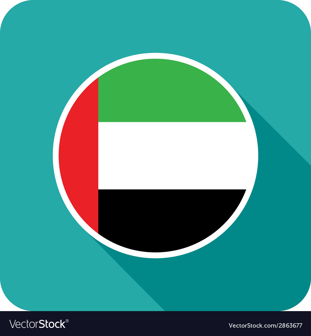 Round pin icon. Illustration of flag of United Arab Emirates