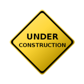 Under construction icon on gray background with round shadow 