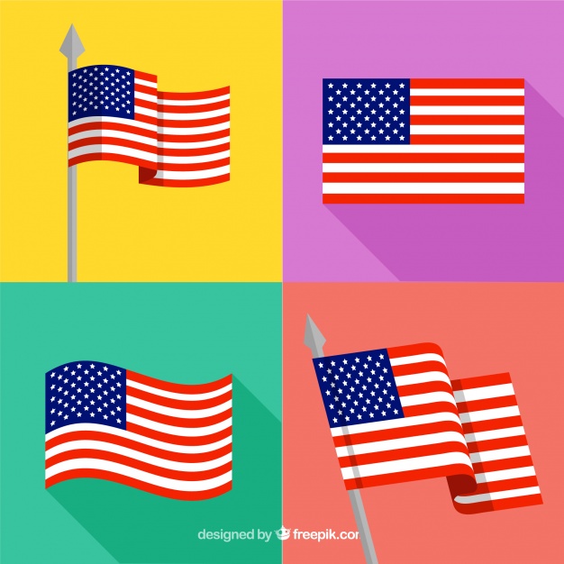 Hat in the USA flag colors cartoon icon  Stock Vector 