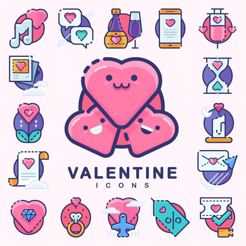 Valentine Icons Free vector in Adobe Illustrator ai ( .AI 