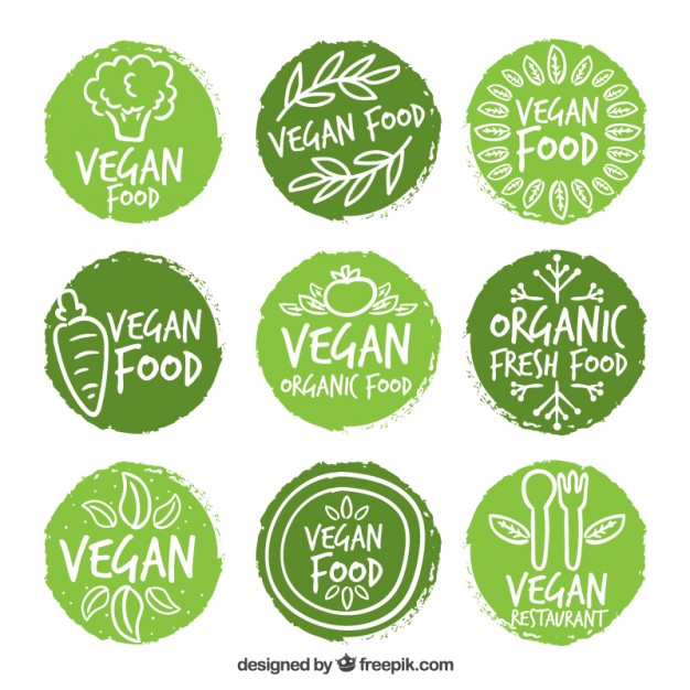 Suitable Vegetarian Vegan Related Labels Set Stock Vector 