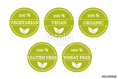 Vegan label. vegetarian green food icon. vector sticker 