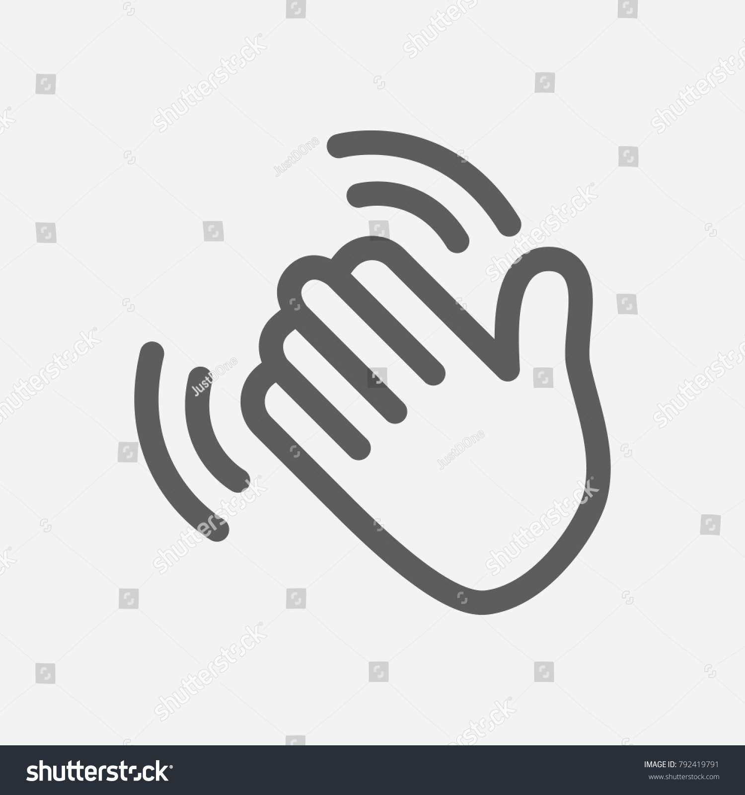 Hand Waving Icon Line Symbol Isolated Stock Illustration 792419791 