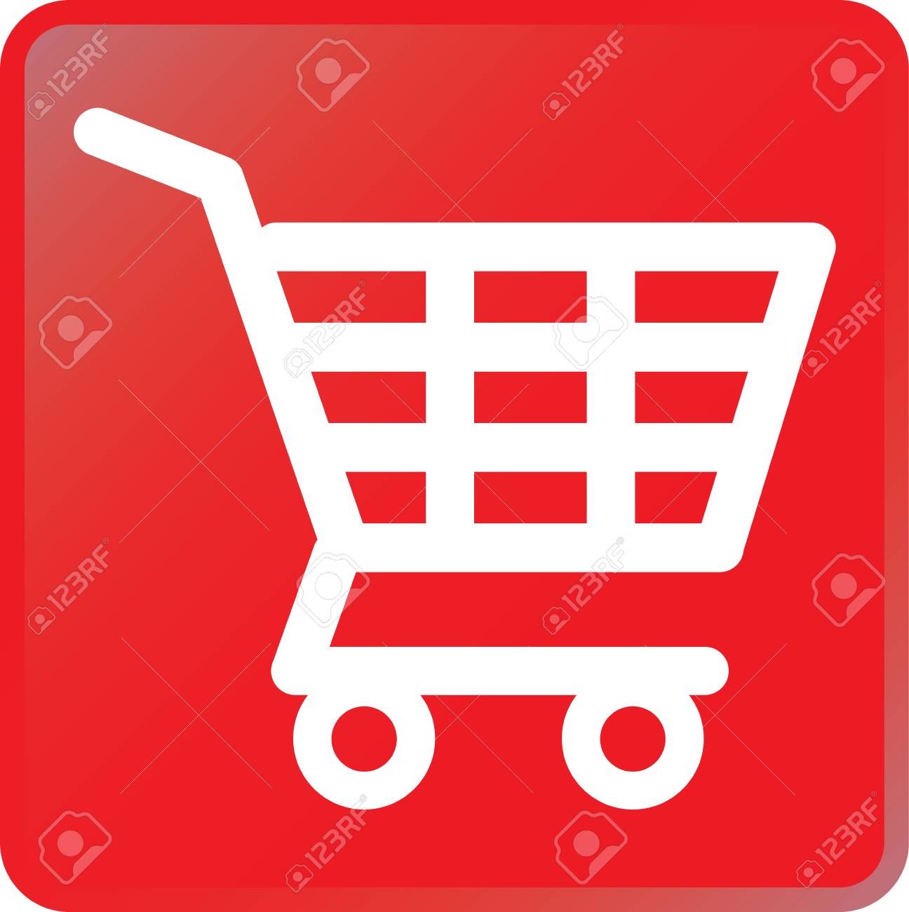 Vector Shopping Cart Icon-White On Red Royalty Free Cliparts 