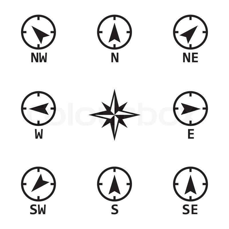 Navigation Icons Set Compass Wind Rose Stock Illustration 