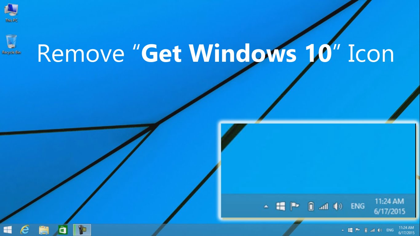 Remove Get Windows 10 App Icon from Taskbar - YouTube