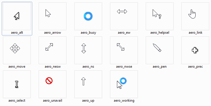 pack of cursor icons for windows 10