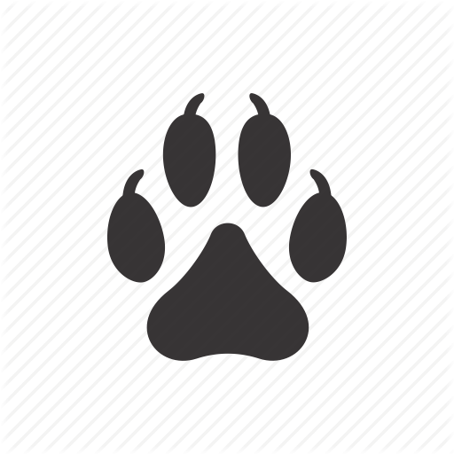 Logs, paw, road, steps, trace, traces, track, tracks, wolf icon 