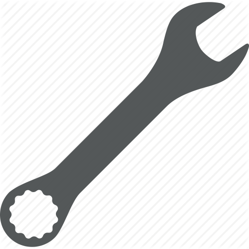 Hammer And Wrench vector icon. flat symbol, rounded angles, white 