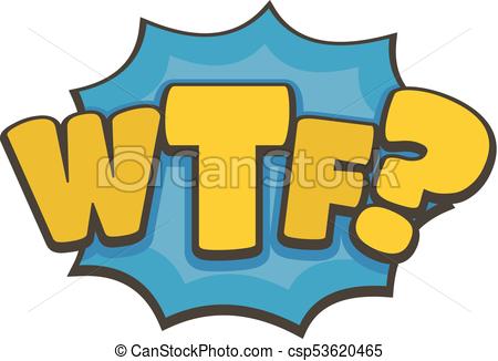WTF, comic book bubble text icon, simple style  Stock Vector 